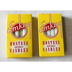 Vintage Birthday Cake White Candles Emkay Hostess Party 2 Boxes of 12 Syracuse